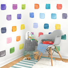 Large Rainbow Watercolor Squares Fabric