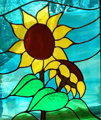 Sunflower Stained Glass Window