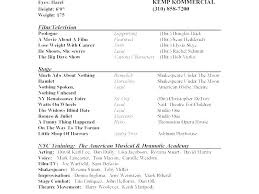 Musical Theatre Resume Child Resumes Templates Template Acting Free