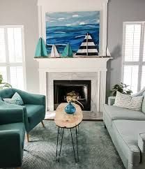 Simple Coastal Fireplace Mantel Decor Ideas