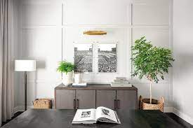 Light Gray Home Office Wall Trim Design