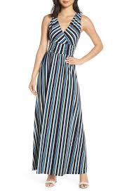Womens Leota Athena Stripe Sleeveless Maxi Dress Size X