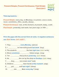 Present Simple, Present Continuous, Past Simple. Exercise 3 worksheet