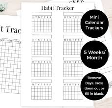 Basic Bullet Journal Habit Tracker Pages For Beginners Printable Journaling Starter Kit Minimalist Habit Trackers Planner Bujo Stickers
