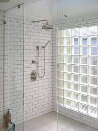 brick bathroom glass block shower wall