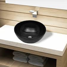 ceramic bathroom sink basin round black