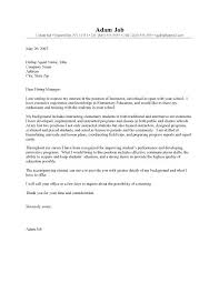 Cover Letter Samples For Students Cover Letter For Resume Examples