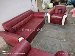 wooden maroon complete sofa set for