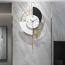 Metal Wall Clock With Gold Pendulum