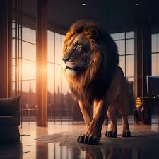 premium ai image a lion stands in a