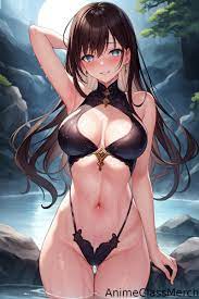 Anime Girl Beach Bath Towel Night Swim Original Art Manga Hot Sexy Brown  Hair | eBay