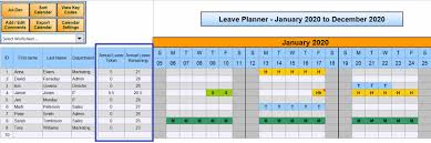 staff holiday planner template excel 2021