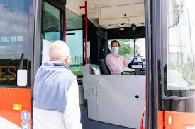 bus driver wearing protective mask
