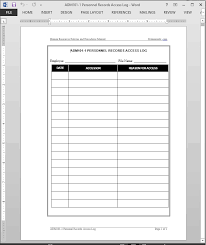 Personnel Records Access Log Template