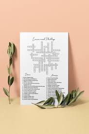 Custom Wedding Crossword Puzzle Bridal