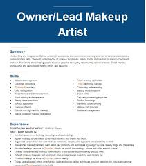 lead makeup artist resume exle