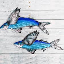 2pcs Metal Flying Fish Wall Decor
