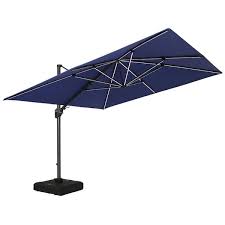 Casainc 11 Ft Square Cantilever Hydraulic Lifting Large Offset Outdoor Patio Umbrella With Led Light In Blue Without Base