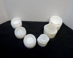 1950 1960s Milk Glass Cosmetic Jars Set