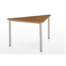 Triangular desktop is 36 × 28, and 1 1⁄8 in thickness with two molded pencil grooves.desktop is attached to frame with nine screws. Springfield Triangular Student Tables Modular School Desk Arrangements Ideas