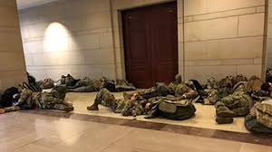 Security has been increased throughout washington following the breach of the u.s. National Guard Troops Sleep On Capitol Floor As House Nears Trump Impeachment Vote
