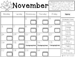 November Clip Chart Behavior Calendar