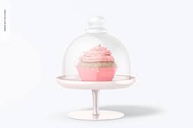 Cupcake Stand With Dome Lid Mockup