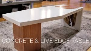 Diy polished concrete coffee table with crushed glass | diy projects with pete video tutorial and free plans to inspire and help you build a concrete table with crushed recycled glass in it! Diy Concrete Coffee Table W Live Edge Inlay How To Make W Gfrc Mix Youtube
