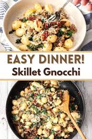 sausage gnocchi with spinach and sun