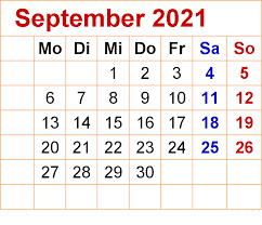 Unten sind 2021 pdf kalender mit beliebten und aut feiertage. September 2021 Kalender Zum Ausdrucken Kalender Zum Ausdrucken Kalender Kalender Feiertage