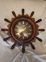 Antique Ship S Wheel Clock V Guard