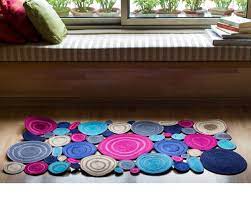upcycled joint circle pink floor rug