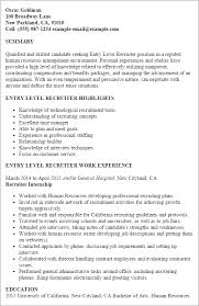 A dependable results oriented professional with experience in sales, marketing, and maintaining documents. Entry Level Recruiter Resume Template Myperfectresume