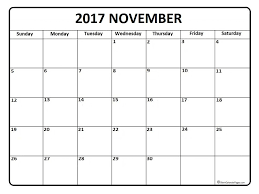 November Calendar 2017 Printable And Free Blank Calendar
