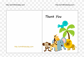 Choose from various fold, shape or cardstock options. Cute Jungle Animals Baby Shower Thank You Card Free Printable Baby Shower Invitations Hd Png Download 792x576 2189592 Pngfind