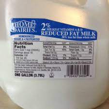 calories in 8 oz of milk 2 lowfat