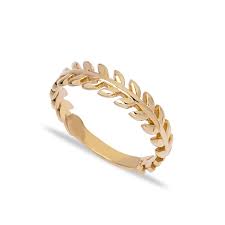 14k solid gold band leaf ring whole