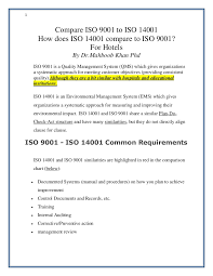 Compare Iso 9001 To Iso 14001 How Does Iso 14001 Compare To