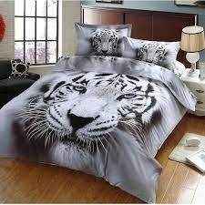 3d lifelike white tiger bedding set