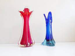 Murano Glass Vases Italy 1960s Set