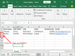 how to unhide rows in excel javatpoint