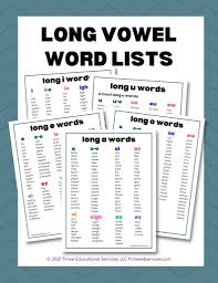 long vowel sounds free word lists