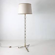 Italian Glass And Brass Floor Lamp