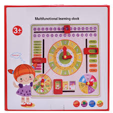 Math Toy Wooden Montessori Educational Toy Children Baby Kids Developmental Clock Calendar Season Weather Study With Joy Gift