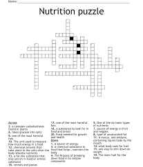 nutrition crossword puzzle wordmint