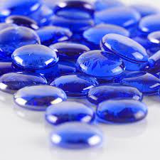 Large Cobalt Blue Glass Flat Gem Stone