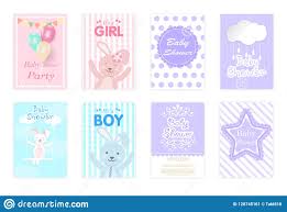 Set Of Baby Shower Cards Birthday Card Greeting Card Cute Cart