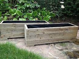 wooden garden trough planters