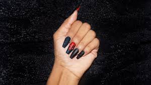 matte black coffin acrylic nails you