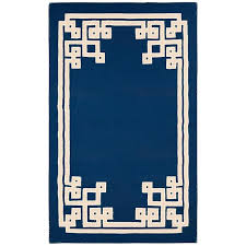 ivory greek key border blue hand woven rug